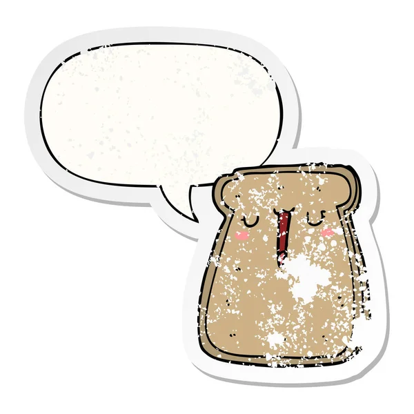 Karikatür tost ve konuşma balonu sıkıntılı etiket — Stok Vektör