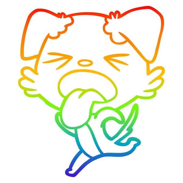 Regenbogen-Gradienten-Linie Zeichnung Cartoon laufender Hund — Stockvektor