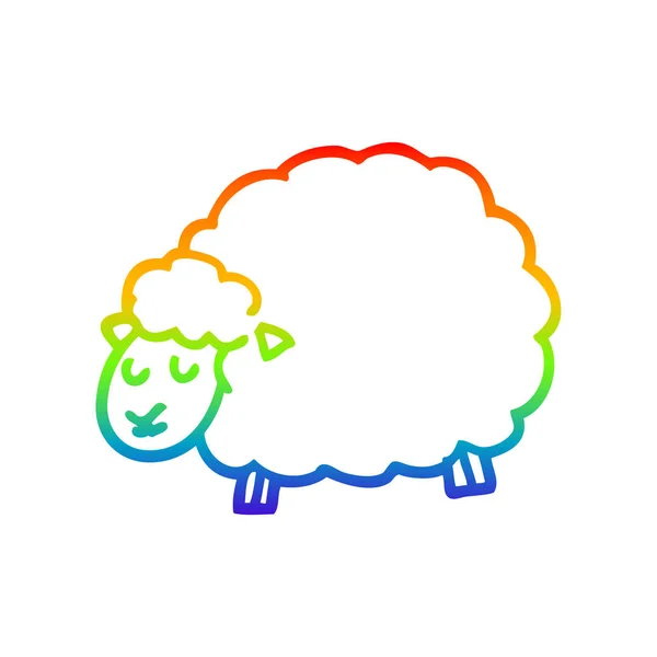 Rainbow gradient line drawing cartoon sheep — Stock Vector