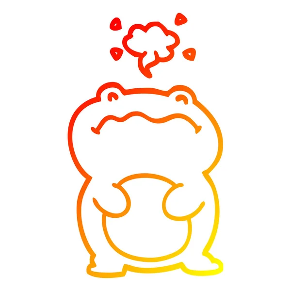 Gradient chaud dessin ligne grenouille dessin animé — Image vectorielle