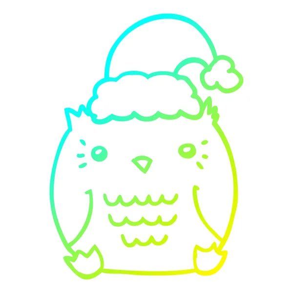 Холодная градиентная линия рисунок милый мультяшный сова носить Рождество ха — стоковый вектор
