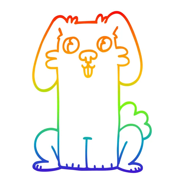 Regenbogen-Gradienten-Linie Zeichnung Cartoon niedlichen Hasen — Stockvektor