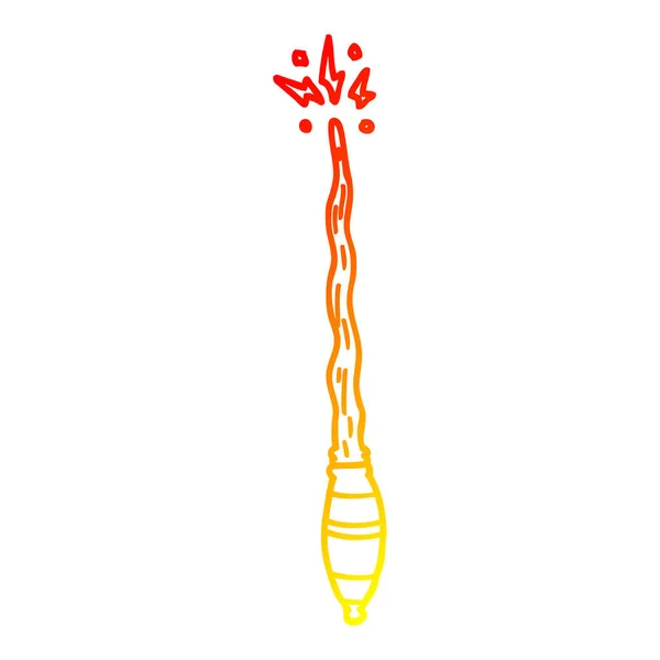 Тёплая градиентная линия, рисующая волшебную палочку — стоковый вектор