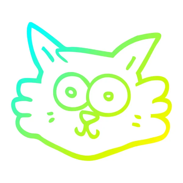 Frío gradiente línea dibujo dibujos animados gato cara — Vector de stock