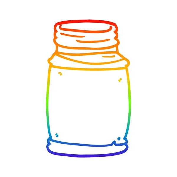 Linha gradiente arco-íris desenho frasco de vidro dos desenhos animados — Vetor de Stock