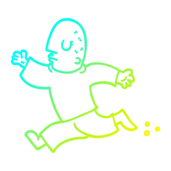 Garis gradien dingin menggambar pria kartun berjalan - Stok Vektor