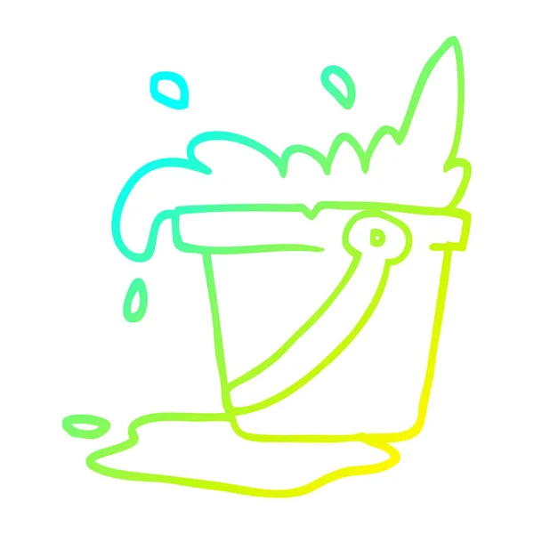 Linha de gradiente frio desenho balde dos desenhos animados de água — Vetor de Stock