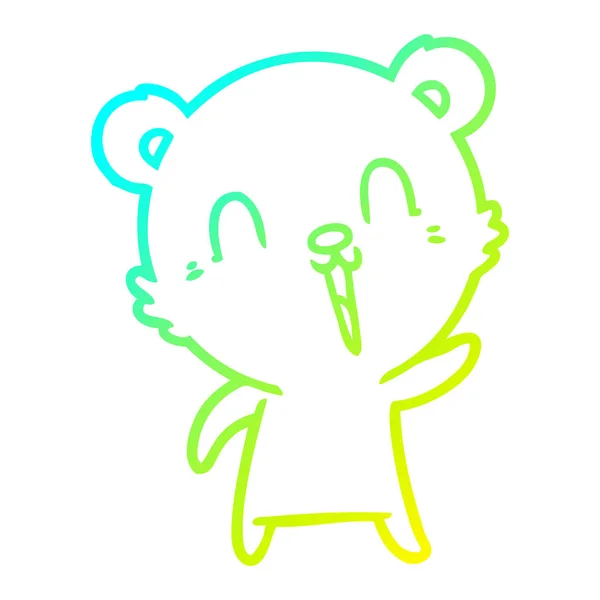 Холодна градієнтна лінія малюнок щасливий мультяшний ведмідь — стоковий вектор
