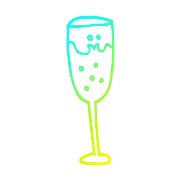 Koude gradiënt lijntekening cartoon Champagne glas — Stockvector