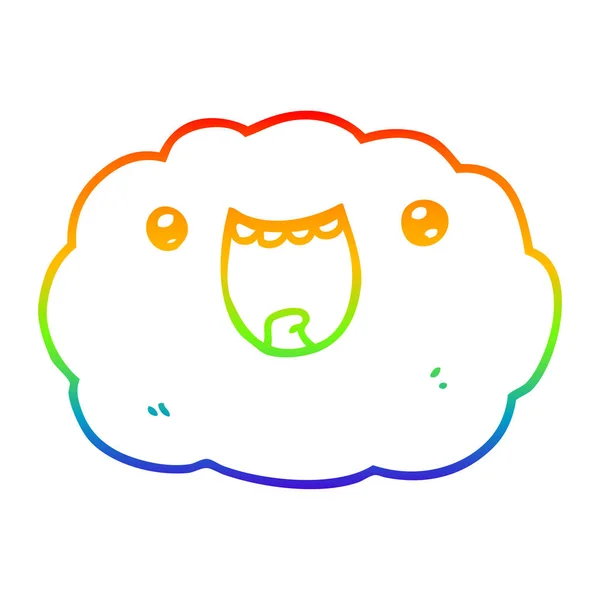 Arco iris gradiente línea dibujo dibujos animados feliz nube — Archivo Imágenes Vectoriales