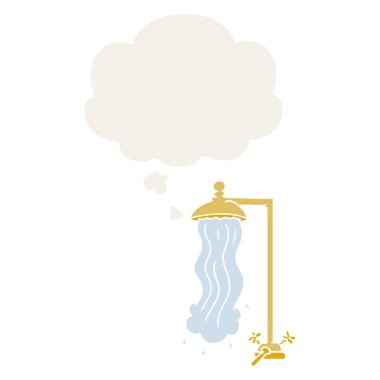 retro tarzında karikatür duş ve düşünce balonu