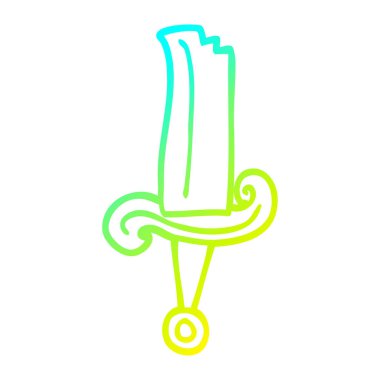 soğuk degrade çizgi çizim karikatür mücevherli kılıç