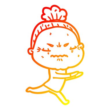 sıcak degrade çizgi çizim karikatür yaşlı bayan rahatsız