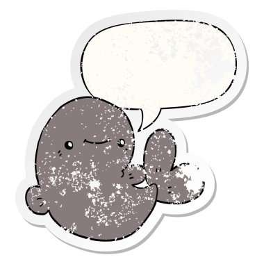 karikatür balina ve konuşma balonu sıkıntılı etiket