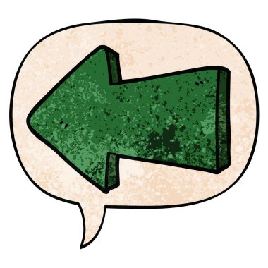 retro doku tarzında karikatür işaret ok ve konuşma balonu