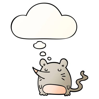 çizgi film fare ve pürüzsüz degrade tarzında düşünce balonu