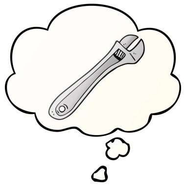 çizgi film spanner ve pürüzsüz degrade tarzında düşünce balonu