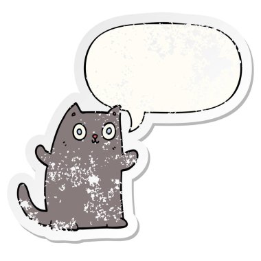 karikatür kedi ve konuşma balonu sıkıntılı etiket