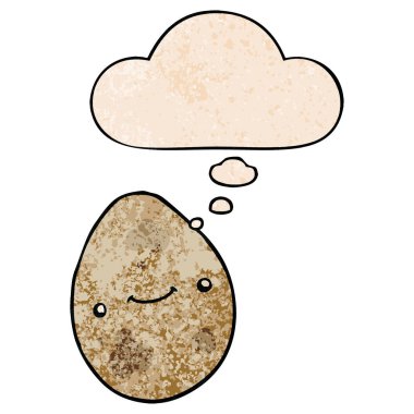 karikatür yumurta ve grunge doku desen tarzında düşünce balonu