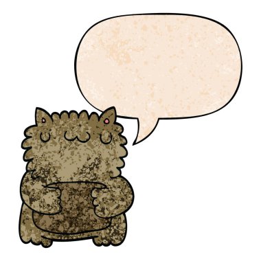 retro doku tarzında karikatür ayı ve konuşma balonu