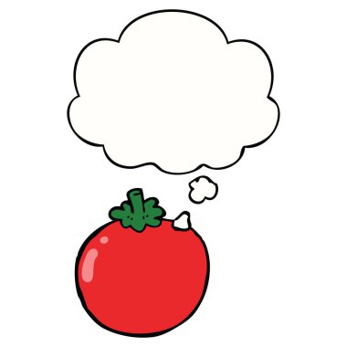 karikatür domates ve düşünce balonu
