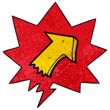 retro doku tarzında karikatür işaret ok ve konuşma balonu