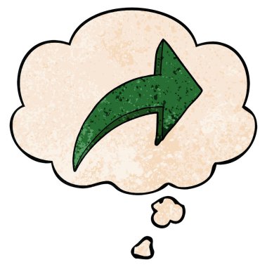 karikatür işaret ok ve grunge doku patt düşünce balonu