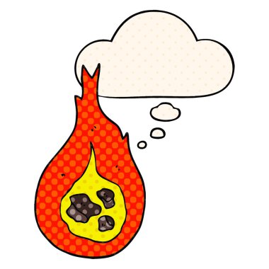 çizgi roman tarzında karikatür fireball ve düşünce balonu