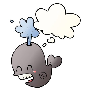 çizgi film spouting balina ve pürüzsüz degrade sty düşünce balonu