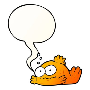 komik karikatür japon balığı ve konuşma balonu pürüzsüz degrade stil