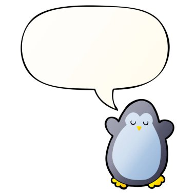 çizgi film penguen ve konuşma balonu pürüzsüz degrade tarzında