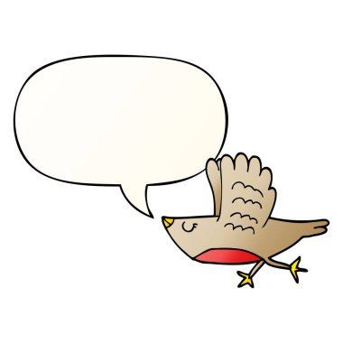 düzgün degrade tarzında karikatür kuş ve konuşma balonu