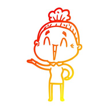 sıcak degrade çizgi çizim karikatür mutlu yaşlı bayan