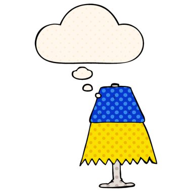 çizgi film masa lambası ve çizgi roman tarzında düşünce balonu