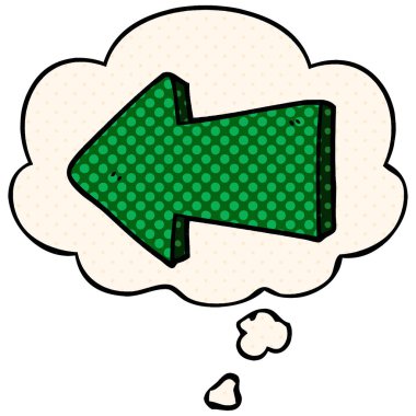 çizgi film işaret ok ve çizgi roman tarzında düşünce balonu