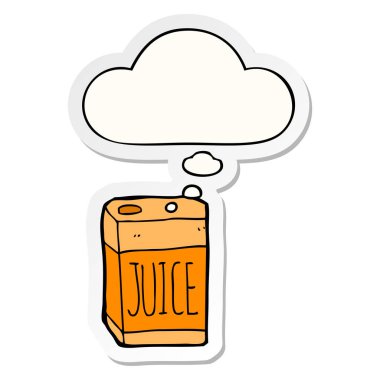 karikatür suyu kutusu ve baskılı bir etiket olarak kabarcık düşünce