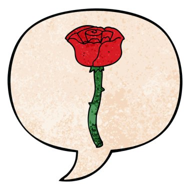 retro doku tarzında karikatür çiçek ve konuşma balonu