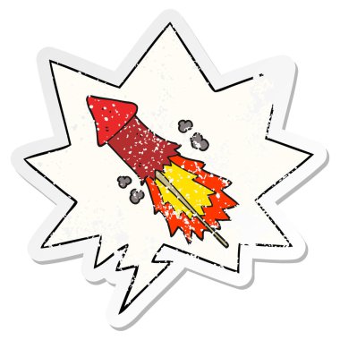 karikatür fişek ve konuşma balonu sıkıntılı etiket