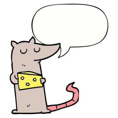 karikatür fare ve peynir ve konuşma balonu