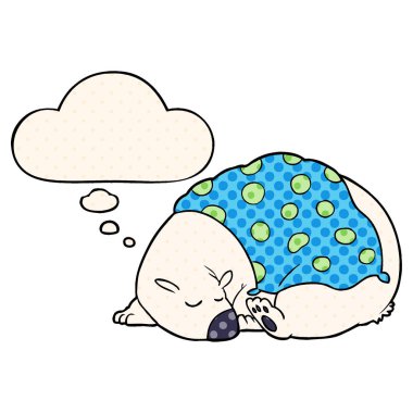 çizgi film kutup ayısı uyku ve çizgi roman sty düşünce balonu