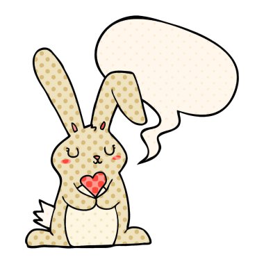 çizgi roman tarzında aşk ve konuşma balonu karikatür tavşan