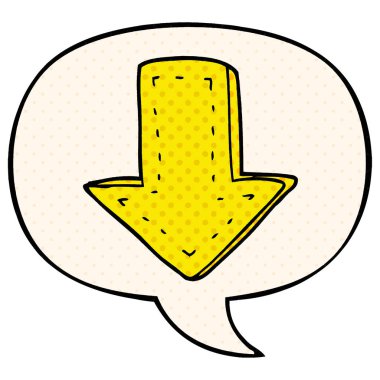 çizgi roman tarzında karikatür işaret ok ve konuşma balonu