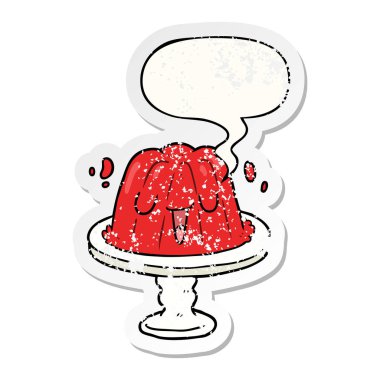 plaka sallanan karikatür jöle ve konuşma balonu sıkıntılı sti