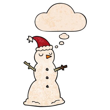 karikatür kardan adam ve grunge doku desen sty düşünce balonu