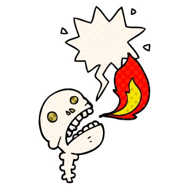 çizgi roman s karikatür ürkütücü halloween kafatası ve konuşma balonu