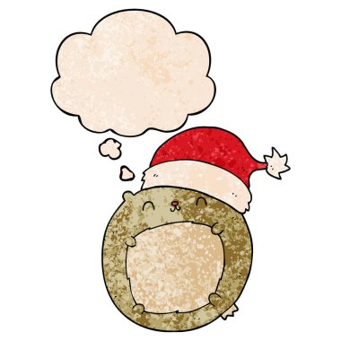 sevimli karikatür noel ayı ve grunge doku da kabarcık düşünce