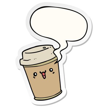 karikatür kahve ve konuşma kabarcık etiket çıkarmak