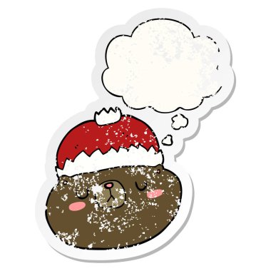 karikatür noel ayı sıve sıkıntılı bir yıpranmış s olarak kabarcık düşünce