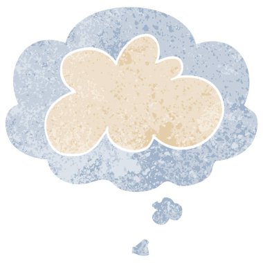 retro metin karikatür dekoratif bulut sembolü ve düşünce balonu