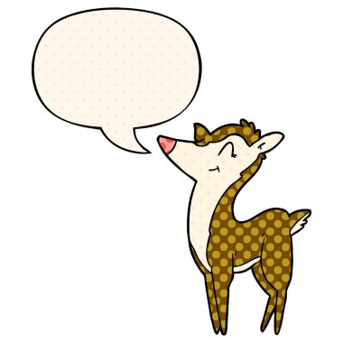 çizgi roman tarzı karikatür geyik ve konuşma balonu